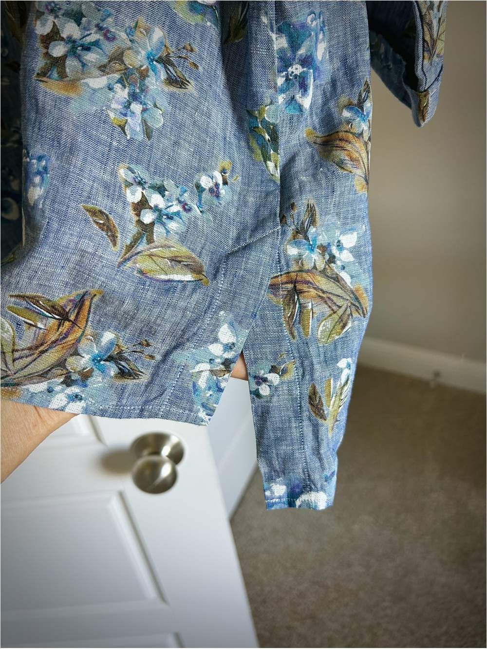 Frank & Eileen Linen Floral Boxy Button Down Blouse Top Size S - Picture 8 of 12